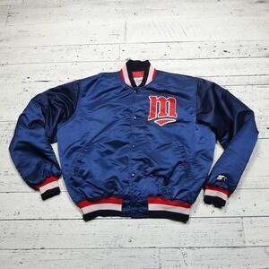 Vintage Minnesota Twins Jacket Mens XL Blue MLB Baseball Starter Satin Made‎ USA